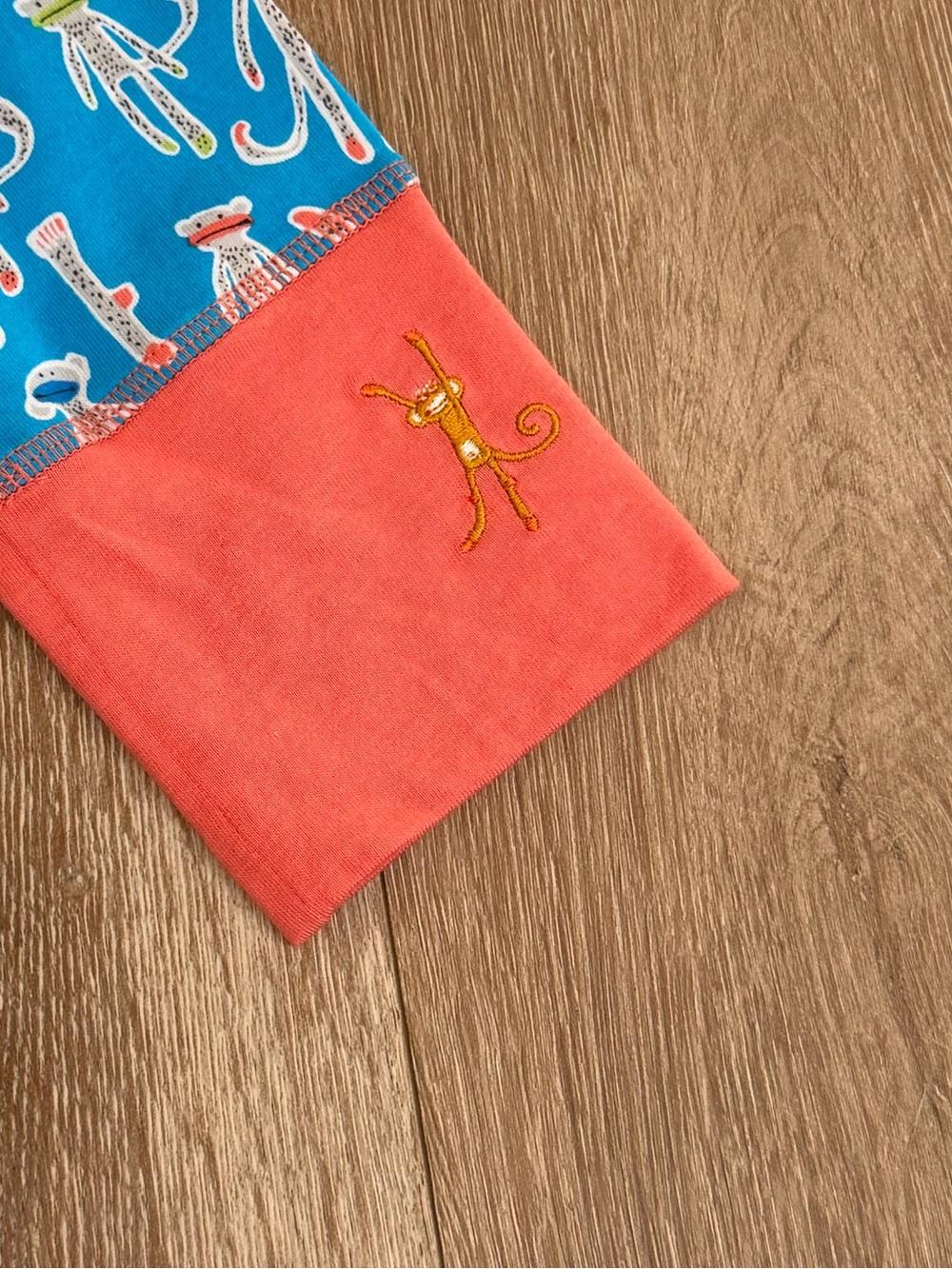 Munki Munki Pajama Set Novelty Monkey Print Blue Coral Size Medium - Picture 4 of 13